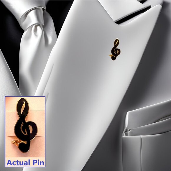 Timeless Elegance Musical Y2K Vintage Treble Clef Brooch Singers Conductor Piano - Picture 8 of 9